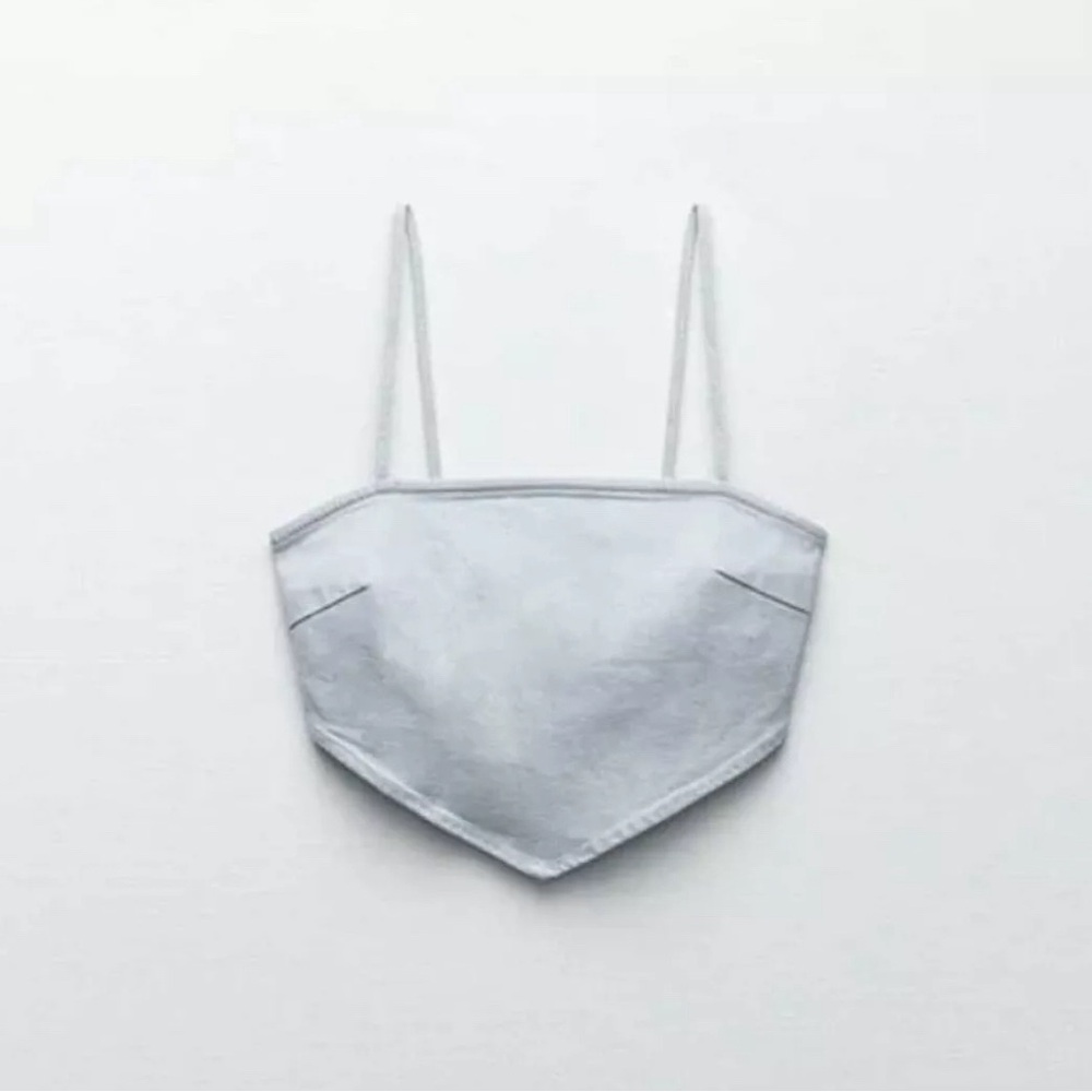 Zara denim bandana cropped backless tank top size S